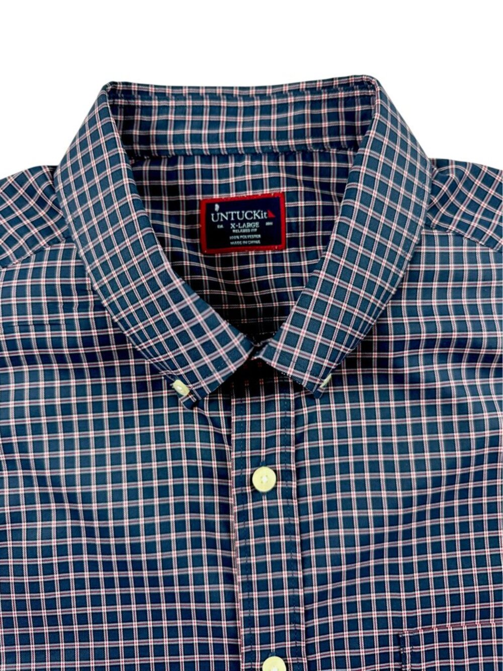 UNTUCKit XL Blue Salice Relaxed Fit Long Sleeve Button Down Tattersall Shirt - Picture 5 of 16